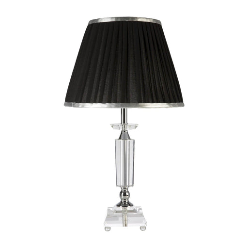 Fiorentino MAGILL - Elegant Crystal Base 1 Light Table Lamp Featuring Black Fabric Shade
