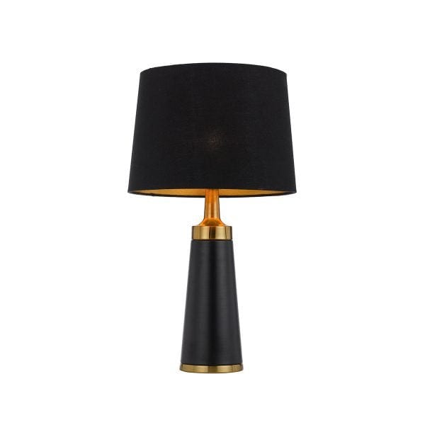 MARGOT Black Marble 1 x E27 Table Lamp with Antique Gold Detail Telbix