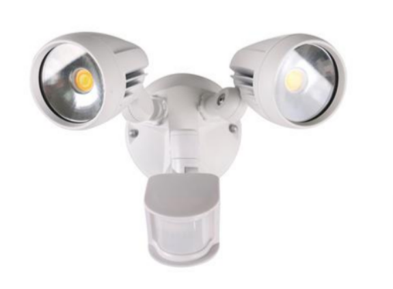 MURO-PRO-30S Twin Head 30W LED Spotlight with Sensor White 