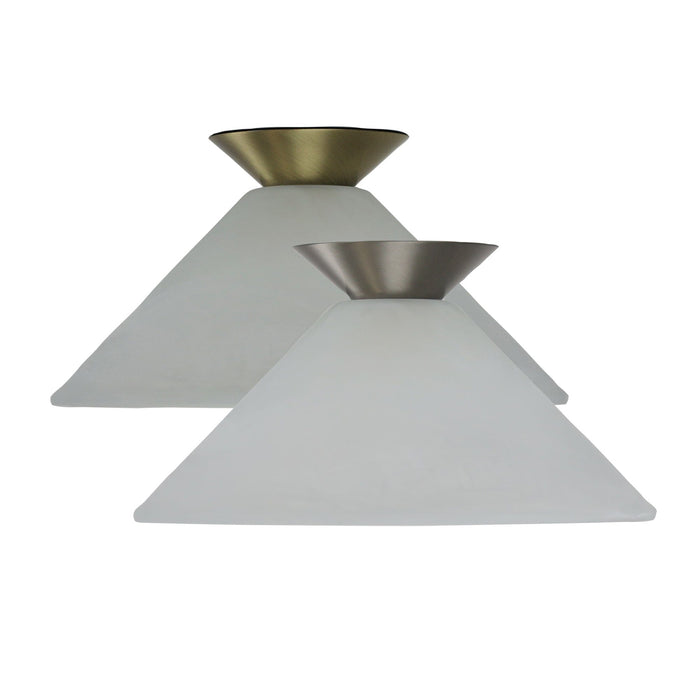VAMP - Traditional Alabaster 290mm 1 Light DIY Ceiling Fixture With Both Antique Brass & Brushed Chrome Metalware