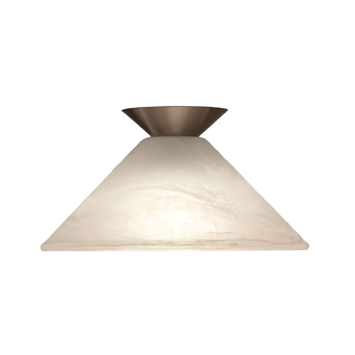 VAMP - Traditional Alabaster 290mm 1 Light DIY Ceiling Fixture With Both Antique Brass & Brushed Chrome Metalware