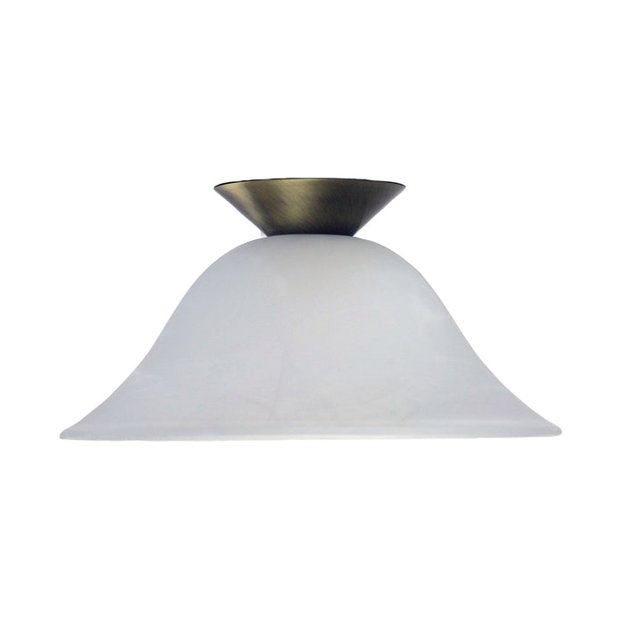PANA - Traditional Alabaster 300mm 1 Light DIY Ceiling Fixture With Both Antique Brass & Brushed Chrome Metalware