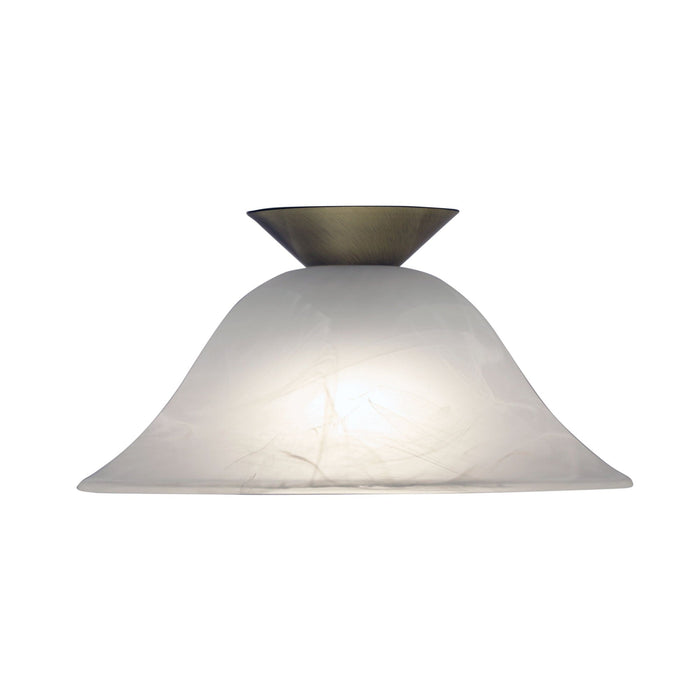 PANA - Traditional Alabaster 300mm 1 Light DIY Ceiling Fixture With Both Antique Brass & Brushed Chrome Metalware