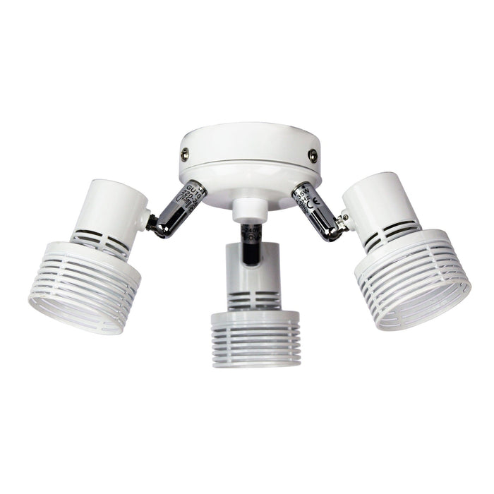 Oriel ZIP - Modern Plain White 3 Light Adjustable GU10 Ceiling Fan Light
