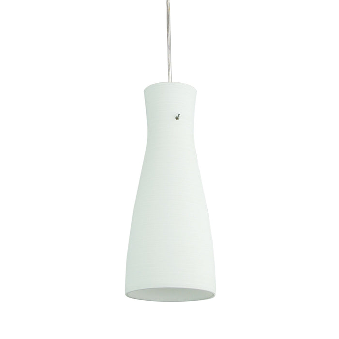 CLEO - Small Hand Finished Glass Pendant Featuring A White Brushed Exterior Finish, Clear Flex Cord & Silver Canopy