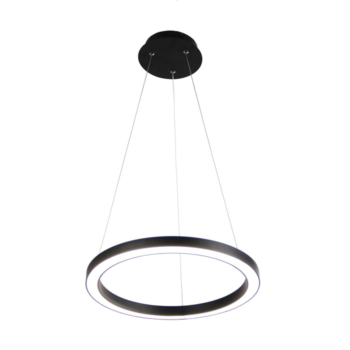 NEBULA - Small Modern Round Black Dimmable Halo Style 18W Cool White LED Suspended Pendant