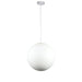 Oriel PHASE - Small Matt Opal Sphere Acrylic 1 Light Pendant With White Acrylic Cord & Painted Canopy - 300mm
