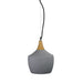 Oriel PANTO.3 - Modern Concrete Finished 1 Light Pendant Featuring Timber Highlights Suspended On Black Cloth Cord