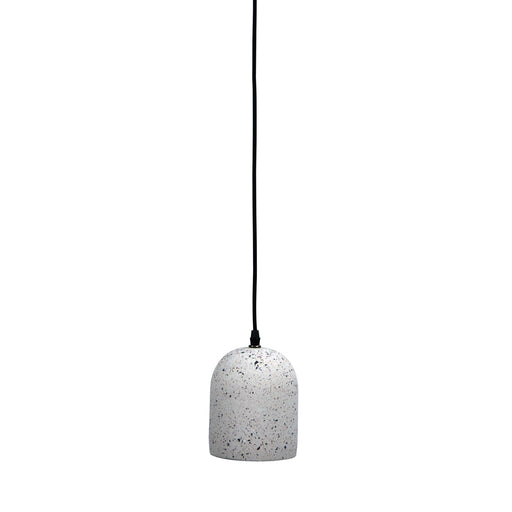 Oriel TERROS - Small Retro 1 Light Pendant Featuring White Terrazzo, With Grey, Black & Pink-Terracotta Chip Shade