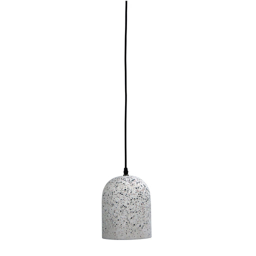Oriel TERROS - Large Retro 1 Light Pendant Featuring White Terrazzo, With Grey, Black & Pink-Terracotta Chip Shade
