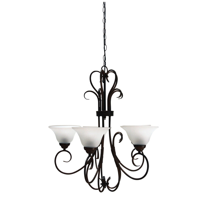 Oriel GASTON - - Traditional Brown Coloured 5 Light Pendant With Upward Facing Frosted Glasses OL65705BZ