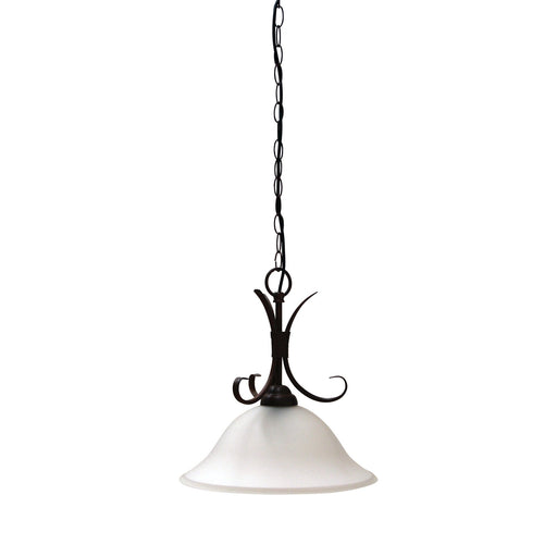 Oriel GASTON - Traditional Brown Coloured 1 Light Pendant With Downward Facing Frosted Glass OL65751BZ