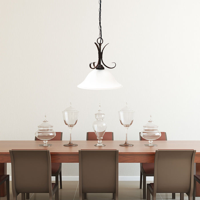GASTON - Traditional Brown Coloured 1 Light Pendant With Downward Facing Frosted Glass  OL65751BZ