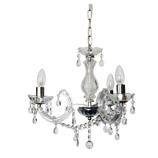 Oriel MARIE THERESE - Attractive Classic Clear Glass & Chrome 3 Light Chandelier Style Pendant