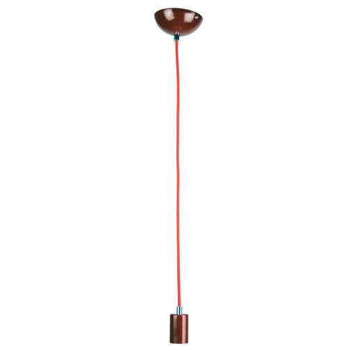 Oriel POP - Modern Plain Red 1 Light Suspension Featuring Red Cloth Covered Cord