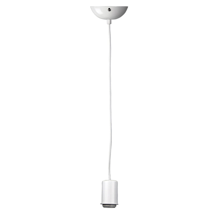 POP - Modern Plain White 1 Light Suspension Featuring White Cloth Covered Cord