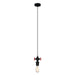 Oriel BRADWAY - Industrial Vintage Black 1 Light Suspension With Bright Red Tap Features