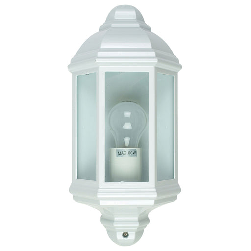Oriel FENCHURCH - Traditional White 1 Light Exterior Flush Wall Bracket With Clear Diffuser - IP44