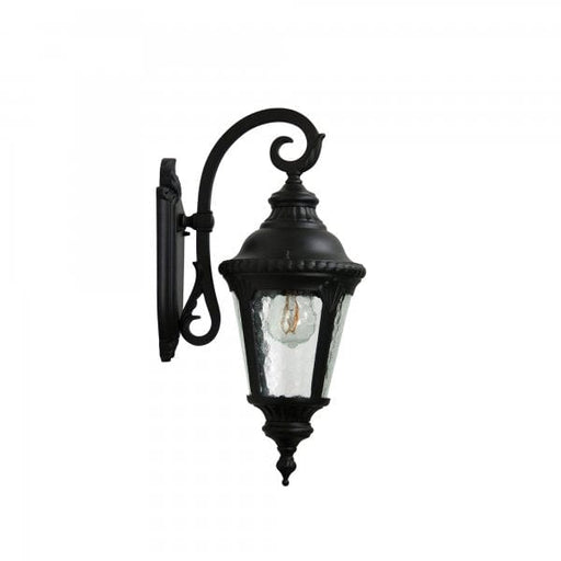 BRISTOL Black Exterior IP44 Down Facing Coach Light with Obscure Glass Oriel