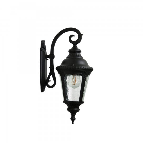 BRISTOL Black Exterior IP44 Down Facing Coach Light with Obscure Glass Oriel