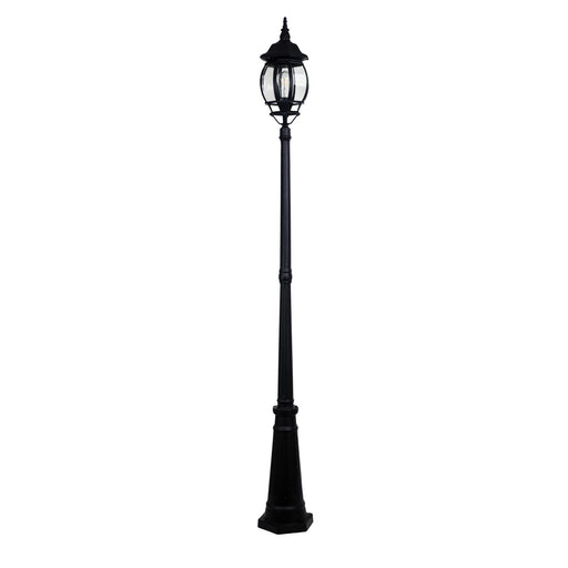 Oriel HIGHGATE - Traditional Black Exterior Post Light With Coach Style Head Featuring Bevelled Glass Diffuser - IP44