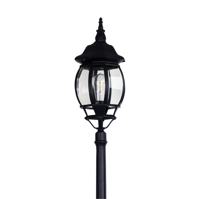 HIGHGATE - Traditional Black Exterior Post Light With Coach Style Head Featuring Bevelled Glass Diffuser - IP44