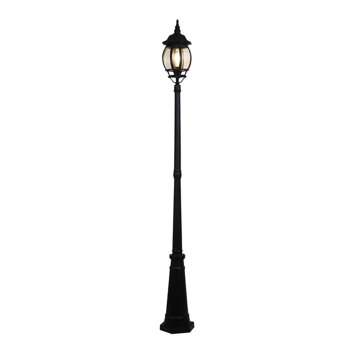 HIGHGATE - Traditional Black Exterior Post Light With Coach Style Head Featuring Bevelled Glass Diffuser - IP44