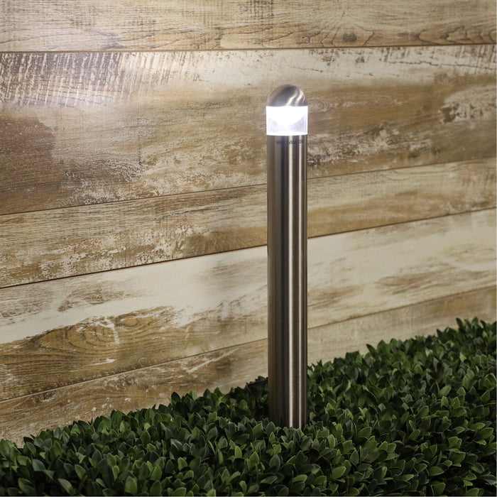 GUIDE - Low Voltage Stainless Steel Exterior Spike Bollard With Clear Acrylic Diffuser - IP44 - Transformer/Driver Required
