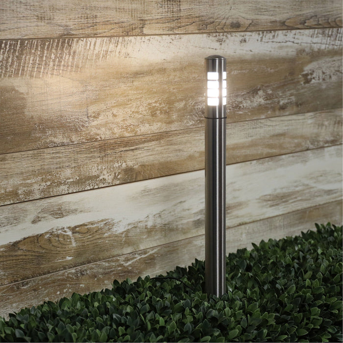 LANCE - Low Voltage Stainless Steel Exterior Spike Bollard With Opal Acrylic Diffuser - IP44 - Transformer/Driver Required