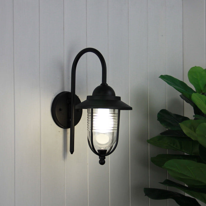 DOMO - BLACK Powder Coated Exterior Wall Light With Clear Acrylic Diffuser - IP44