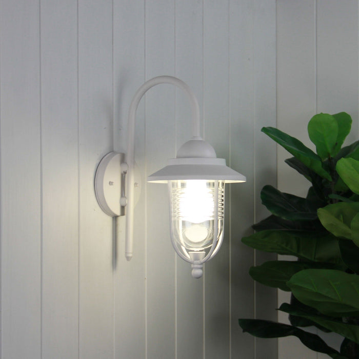 DOMO - White Powder Coated Exterior Wall Light With Clear Acrylic Diffuser - IP44