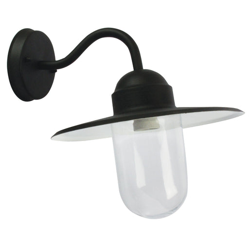 Oriel ALLEY - Modern Black Exterior Wall Bracket With Clear Glass Lens - IP44