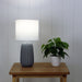 BENJY 20 Grey Ceramic 1 x E14 Table Lamp with Off-White Poly Cotton Shade Oriel