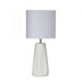 SHELLY White Ceramic 1 x E27 Table Lamp with White Poly Cotton Shade Oriel