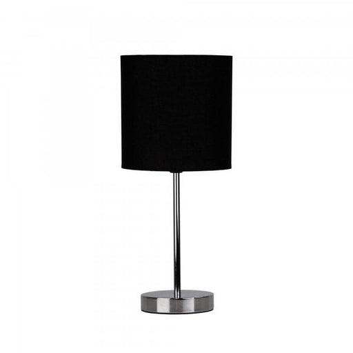 ZOLA Chrome 1 x E27 Table Lamp with Black Poly Cotton Shade Oriel
