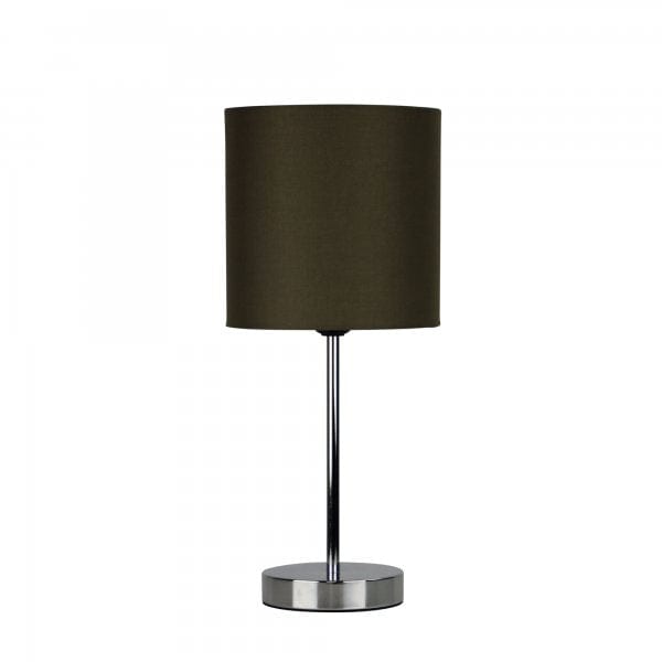 ZOLA Chrome 1 x E27 Table Lamp with Taupe Poly Cotton Shade Oriel