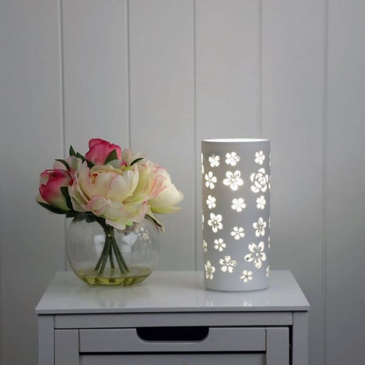 DIANNA Ceramic Flower Pattern 1 x E14 Table Lamp Oriel