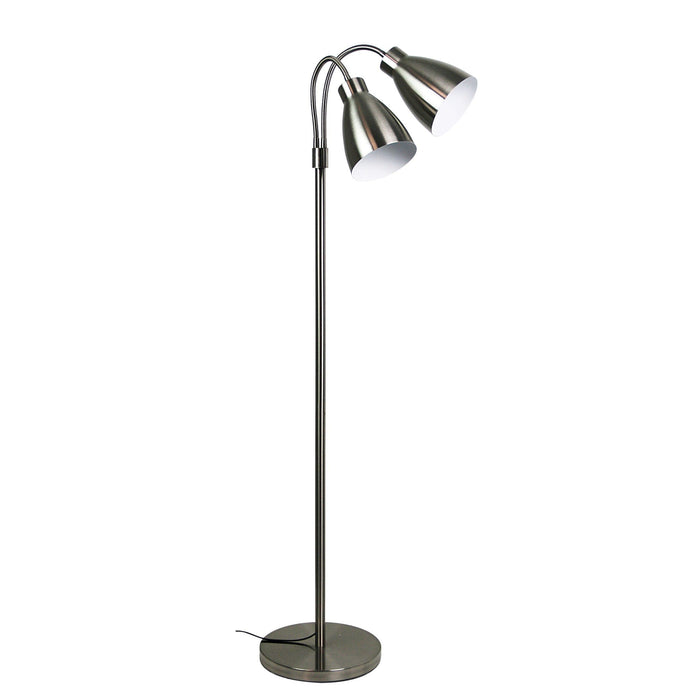 RETRO - Modern Brushed Chrome 2 Light Flexible Head Floor Lamp