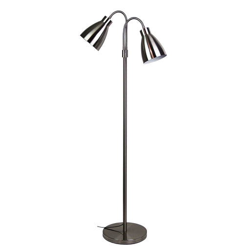 Oriel RETRO - Modern Brushed Chrome 2 Light Flexible Head Floor Lamp