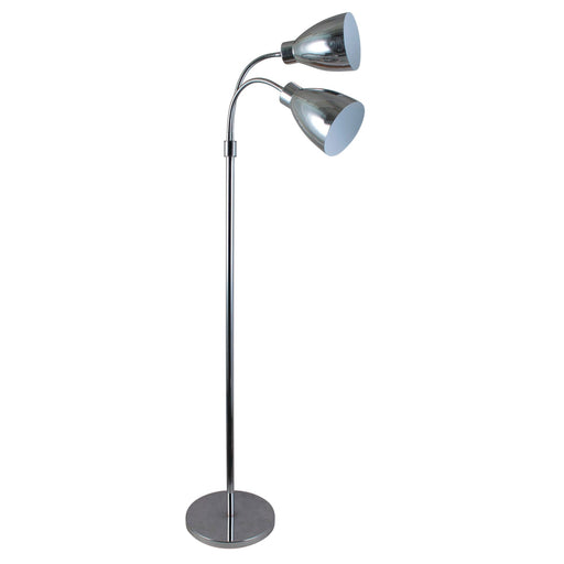 Oriel RETRO - Modern Chrome 2 Light Flexible Head Floor Lamp