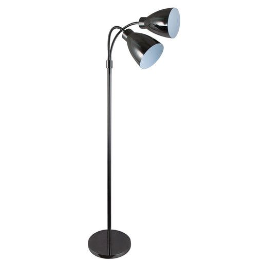 Oriel RETRO - Modern Gunmetal 2 Light Flexible Head Floor Lamp
