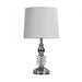 MAYA 1 Crystal and Chrome 1 x E27 Table Lamp with Ivory Polyester Linen Shade Oriel