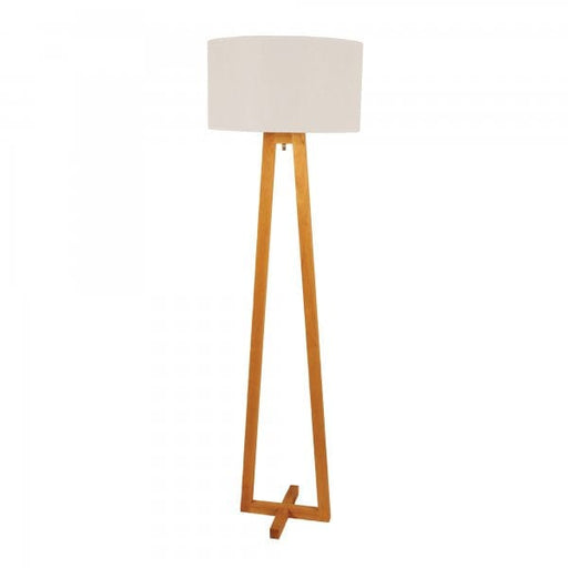 EDRA Natural Timber 1 x E27 Floor Lamp with White Poly Cotton Shade Oriel