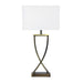 Oriel CHI - Contemporary Antique Brass Base 1 Light Table Lamp Featuring Rectangular White Shade With A Gentle Pearl Essence