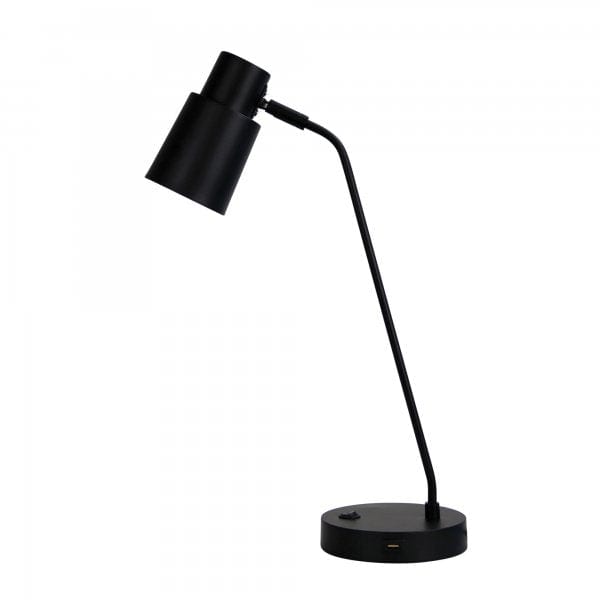 RIK Black 1 x E27 Table Lamp with USB Socket Oriel