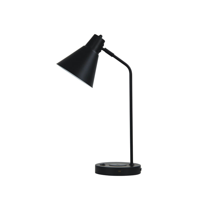 Oriel TARGA Black 1 x E27 Desk Lamp with USB and Wireless Charging