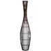 Oriel PEKAN - Modern Brown Hand Woven Cane 1 Light Floor Lamp With Fabric Shade Liner