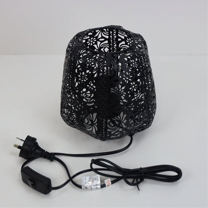 LACE - Elegant Black Floral Design Laser Cut Metal Shade 1 Light Table Lamp