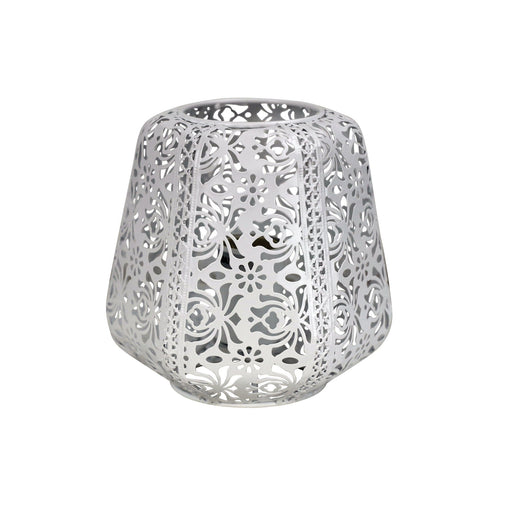Oriel LACE - Elegant White Floral Design Laser Cut Metal Shade 1 Light Table Lamp