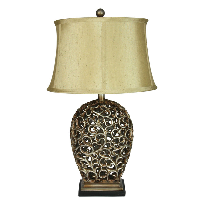Oriel DONATI - Classical Antique Silver And Wenge Timber Base Table Lamp With Aged Gold Base